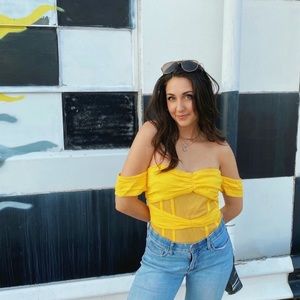 NBD Alamo top bodysuit yellow bustier corset